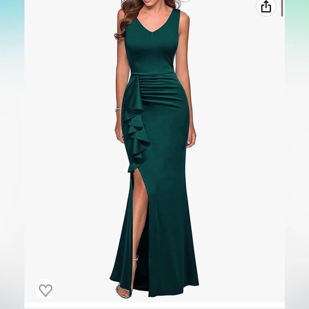 Dark jade green long dress